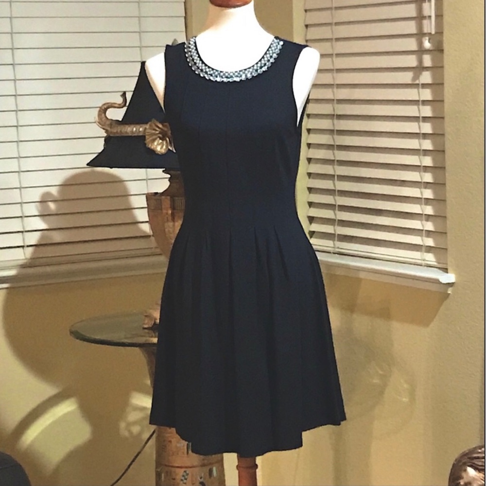 Little black dress with pearl and crystal trim